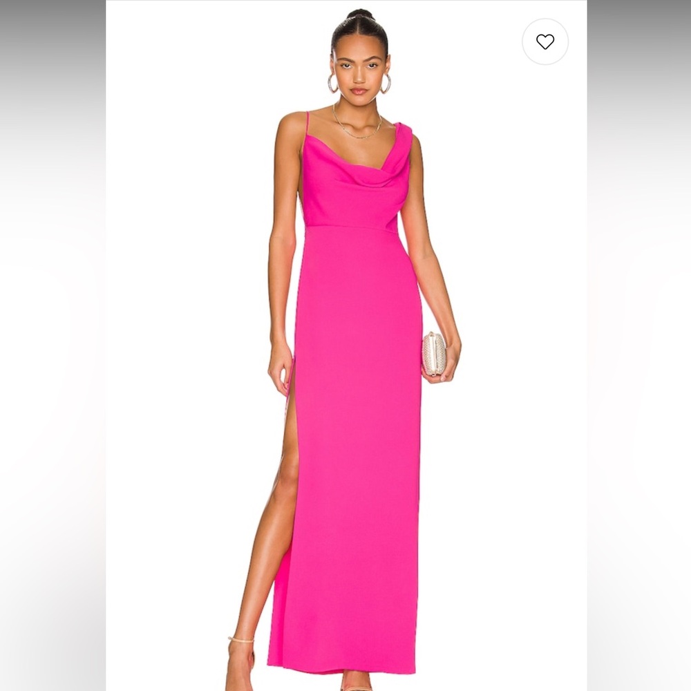 Amanda Uprichard Arial Gown in Hot Pink Elegant Pink Evening Gown  small